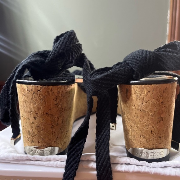 Jimmy Choo Black Lace up Wedge Sandals - Picture 3 of 4